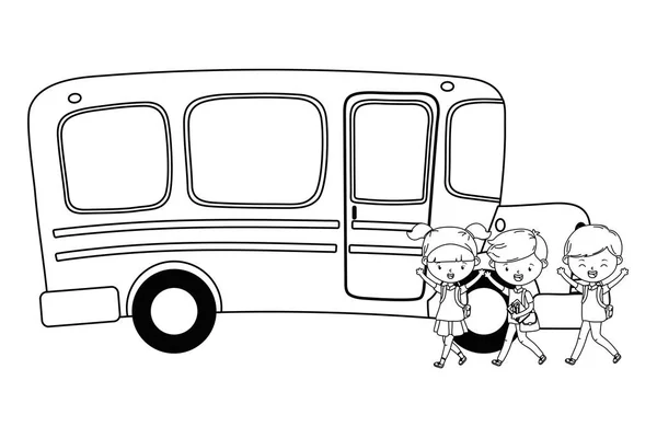 Progettazione di autobus scolastici e bambini — Vettoriale Stock