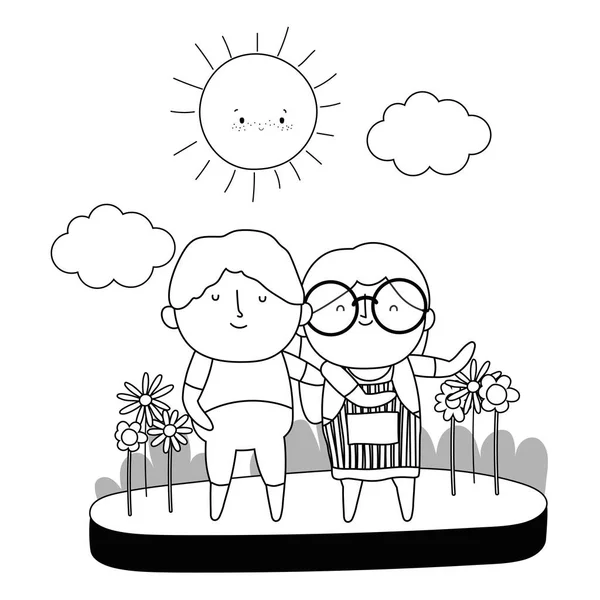 Nonna e nonno disegno vettoriale cartone animato — Vettoriale Stock
