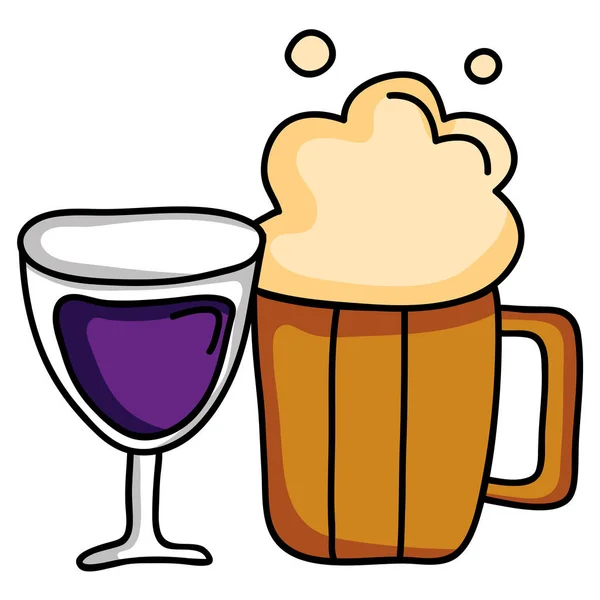 Пивний напій з винною чашкою — стоковий вектор