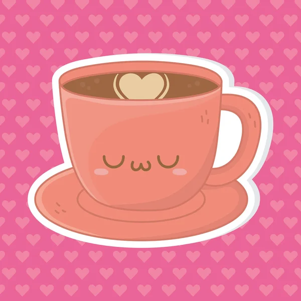 Kawaii de café tasse dessin animé design — Image vectorielle