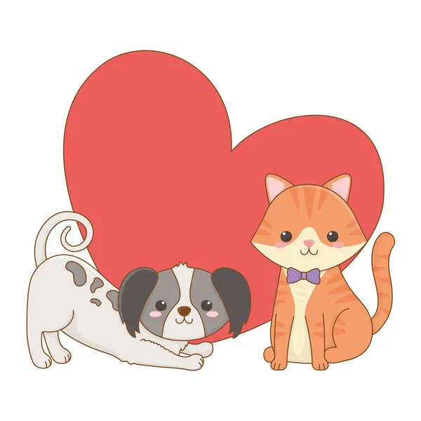 Isolé chat et chien dessin animé design — Image vectorielle