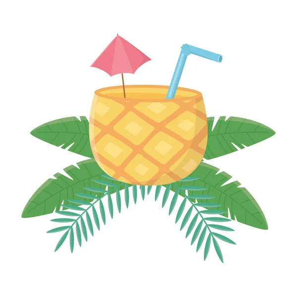 Illustrazione vettoriale isolata della progettazione del cocktail di ananas — Vettoriale Stock
