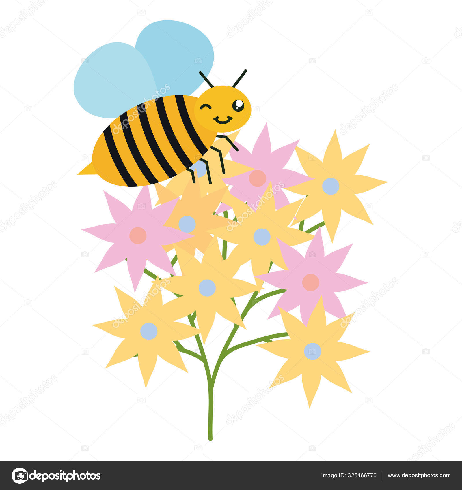 Flowers garden with little bee flying kawaii character Stock Vector Image by ©stockgiu #325466770 Flowers garden with little bee flying kawaii character Stock Vector Image by ©stockgiu #325466770