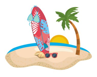 Yaz ve tatil simgesi set tasarım