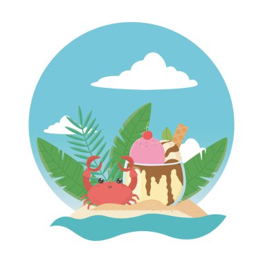 Yaz ve tatil simgesi set tasarım