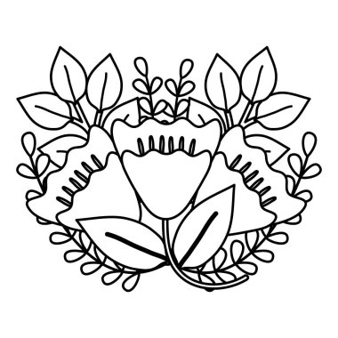 cute flowers garden with leafs bouquet