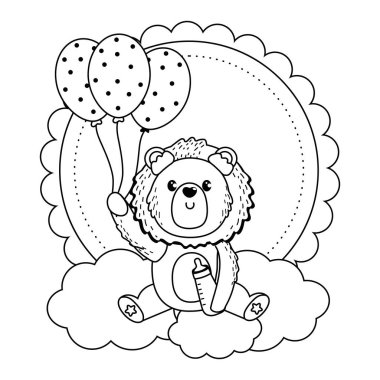 Aslan ve bebek sembolü tasarım duş