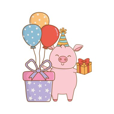 Mutlu Doğum simgesi tasarımı ile hayvan karikatür
