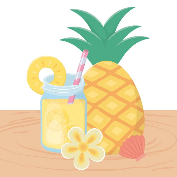 Ananas SAP drankje ontwerp vector illustratie — Stockvector