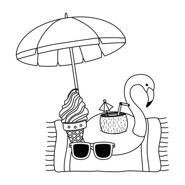 여름 과 휴가 아이콘 세트 디자인 — 스톡 벡터