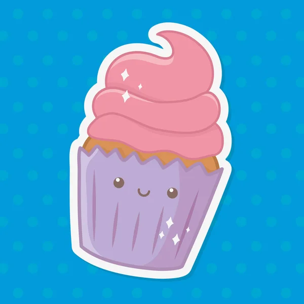 Illustratore vettoriale di disegno del fumetto del dessert di Cupcake — Vettoriale Stock