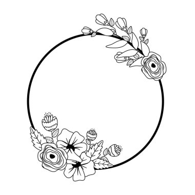 Çiçekler ve yapraklar daire tasarımı