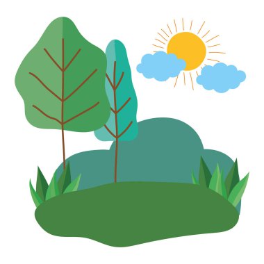 İzole soyut ve mevsim ağaçları tasarımı