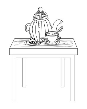 İzole kahve demliği ve bardak vektör tasarımı