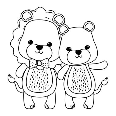 Dişi aslan ve aslan tasarım çift