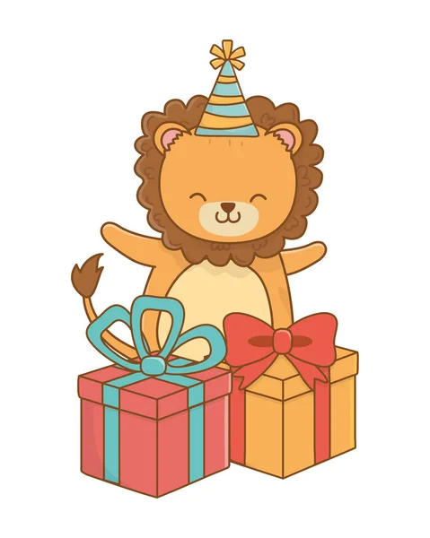 Анимальный мультфильм с иконой Happy Birthday — стоковый вектор