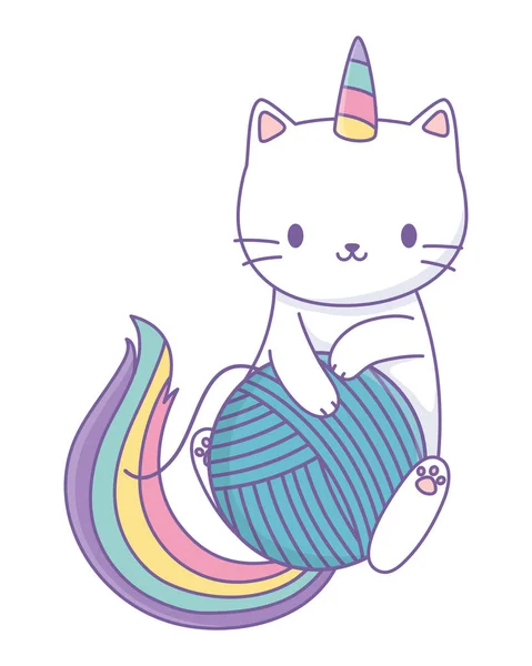 유니콘 고양이 만화 벡터 디자인 — 스톡 벡터
