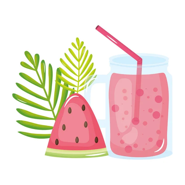 Jus frais pot de fruits icône d'été — Image vectorielle