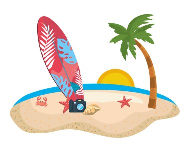 Yaz ve tatil simgesi set tasarım