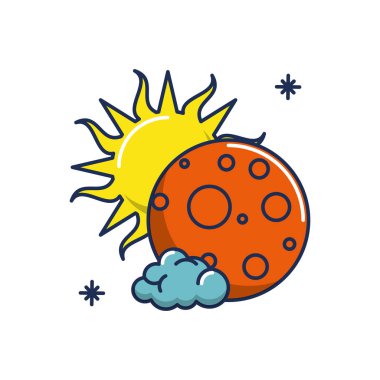 Ay güneşi bulutları hava çizgisi ve görüntü doldur