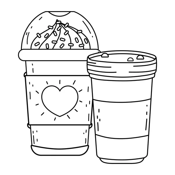 Isolated iced coffee mug and glass vector design — Stock Vector