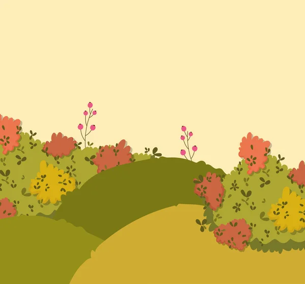 Podzim krajina kopce keře příroda listí — Stockový vektor