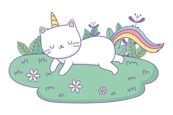 Unicorno gatto cartone animato vettore design — Vettoriale Stock