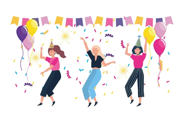 Mujeres aisladas en un diseño de fiesta — Vector de stock