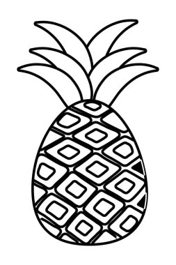 Yaprak tasarımlı izole edilmiş ananas meyvesi.