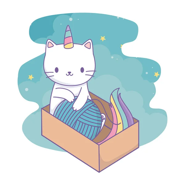 ユニコーン猫漫画ベクトルデザイン — ストックベクタ