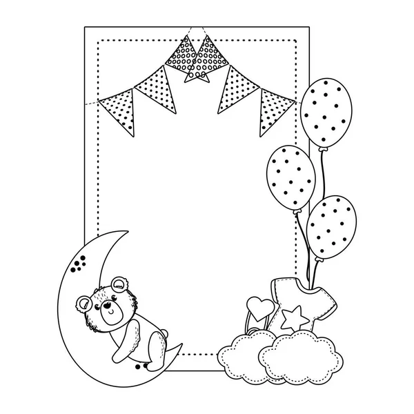 Diseño de símbolo de oso y bebé ducha — Vector de stock