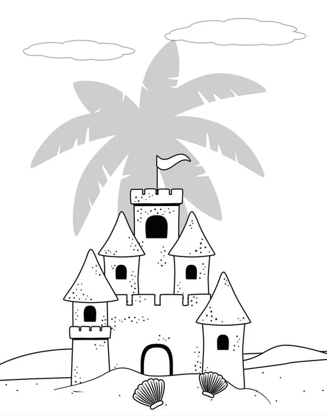 Château de sable dans le design de la plage — Image vectorielle