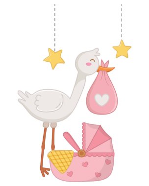 beşik vektör illüstrasyon ile leylek