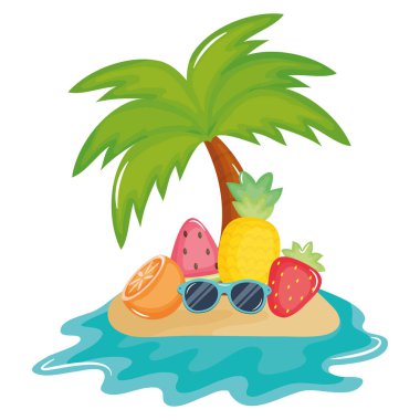 Adanın tropikal meyveli ağaç palmiyesi plajı