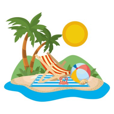 Yaz ve tatil simgesi set tasarım