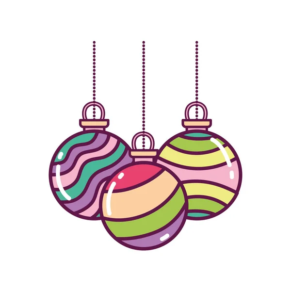 Colorida decoración de bolas rayas de colores alegria icono de las navidades. — Vector de stock