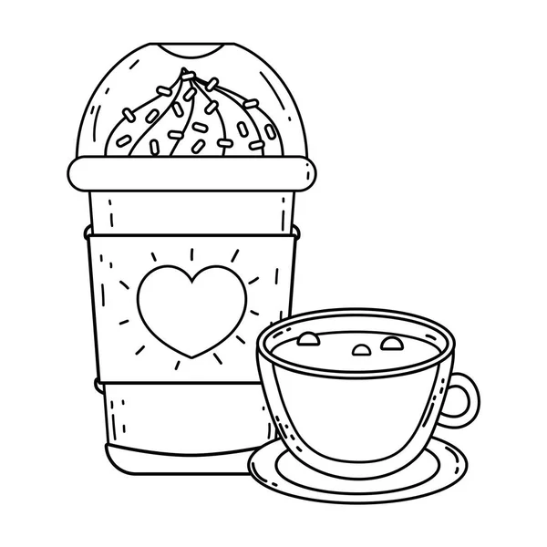Mug de café forzado y diseño vectorial de taza — Archivo Imágenes Vectoriales
