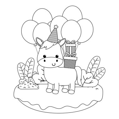 Mutlu yıllar ikon tasarımlı eşek çizgi filmi