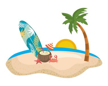 Yaz ve tatil simgesi set tasarım