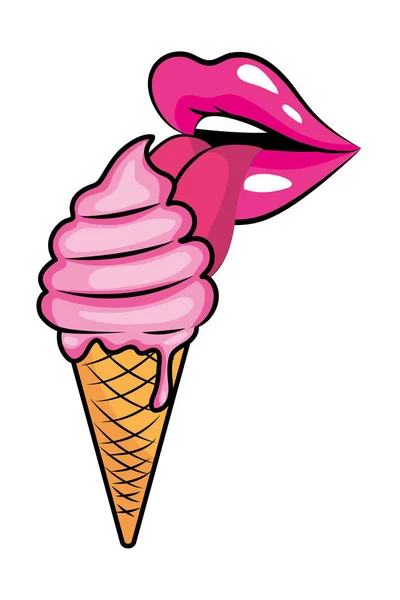 Pop art ice cream cartoon — Stock Vector