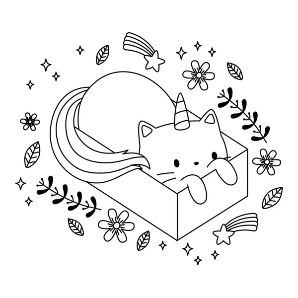 Diseño vectorial de dibujos animados Unicorn cat — Vector de stock