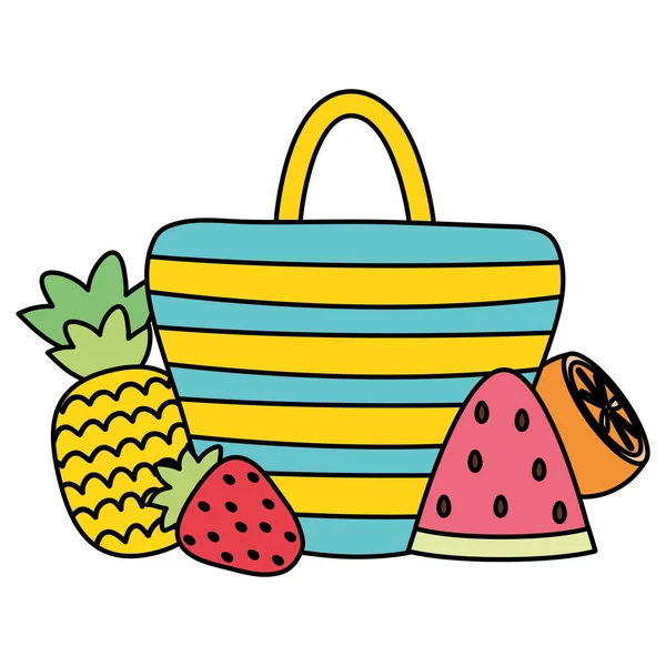 Bolso femenino con frutas de verano — Vector de stock