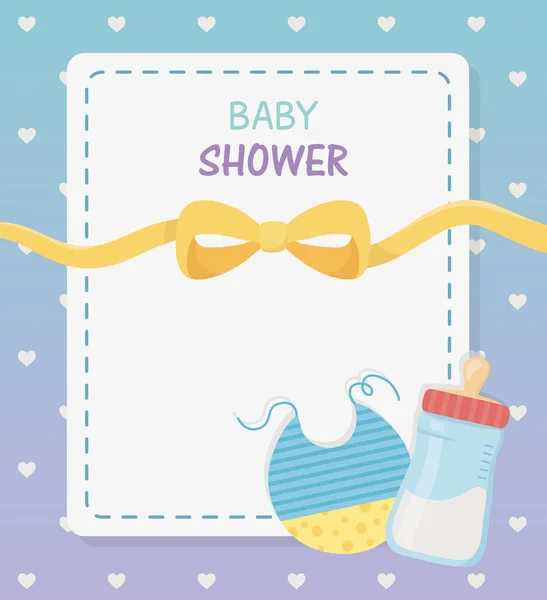 Baby Dusch-kort med mjölkflaska — Stock vektor