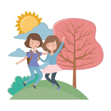 Genç kız karikatür tasarım vektör çizme