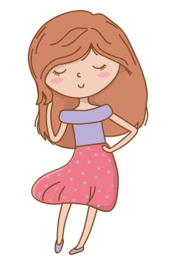 Genç kız karikatür tasarım vector Illustrator