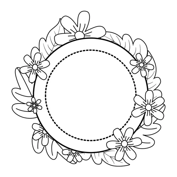 Flowers and leaves circle vector design — стоковый вектор