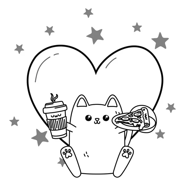 Kawaii von cat cartoon design — Stockvektor