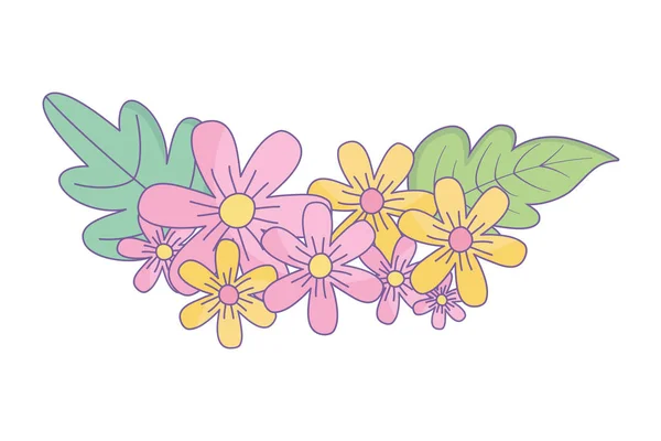 Λουλούδια και φύλλα στεφάνι διάνυσμα σχεδιασμό — Διανυσματικό Αρχείο