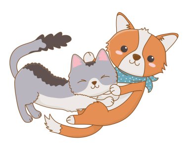 İzole kedi ve köpek karikatür tasarım