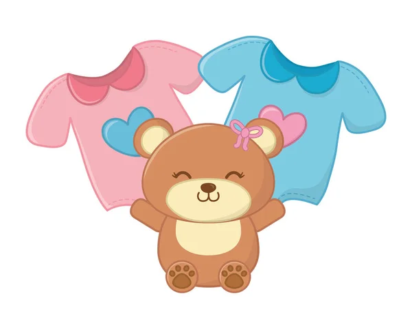 Toy bear and baby clothes — Stock Vector